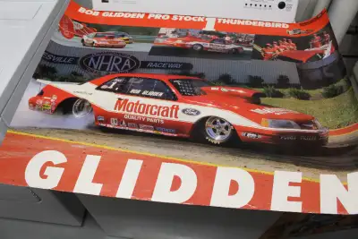 poster of Bob Glidden Ford Thunderbird 24 in X 33 in. in good shape. In St. Thomas. No shipping.