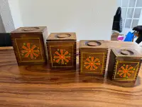 4 boîtes en bois Galecraft Japan Wooden Nesting Kitchen Canister
