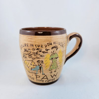Paw In The Dog House Mug Cup Coffee Tea Japan Vintage Brown Larg