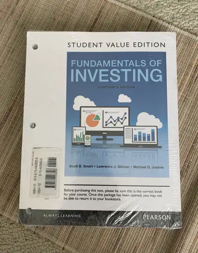 Pearson Fundamentals of Investing Loose Leaf Textbook- 13th , View more