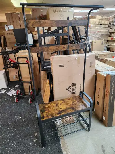 Brand New Coat Rack, Hall Tree with Shoe Bench, View more