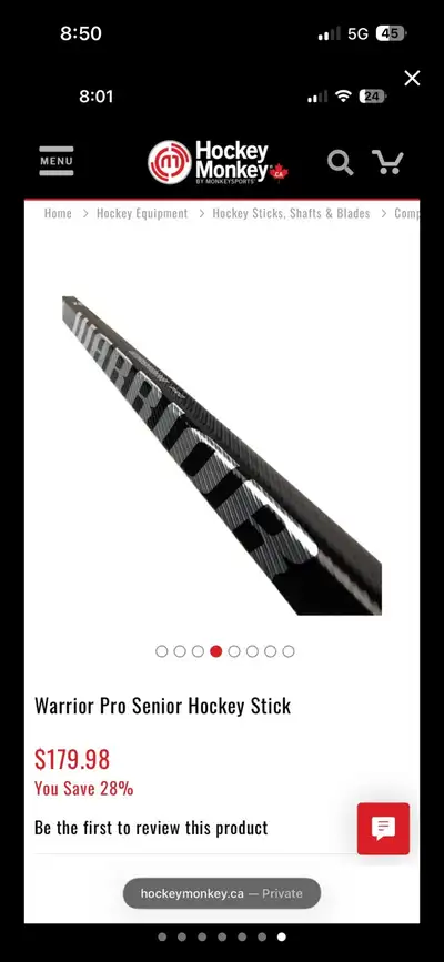 Warrior hockey stick (Left), View more