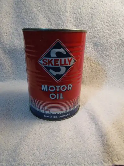 SKELLY MOTOR OIL-1 Quart Ribbed Metal Can, View more