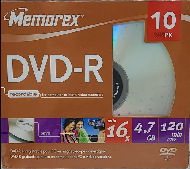 Memorex 10 PK DVD-R Recordable Blank Discs Pack in General Electronics in City of Toronto