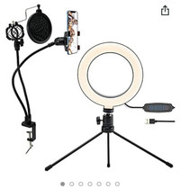 6 inch Ring Light with Tripod Stand & Phone Holder, Dimmable