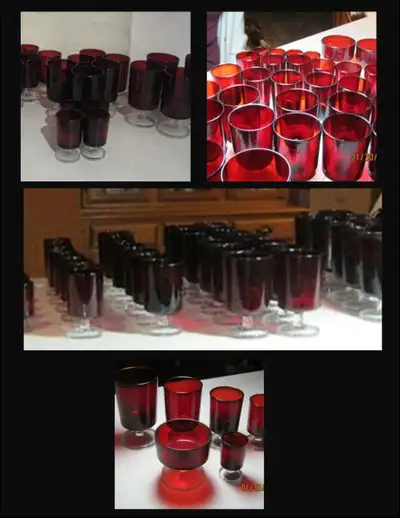 French Luminarc Cranberry Ruby Glasses