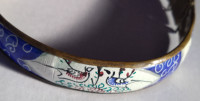 Antique bracelet rigide émaux bleu blanc Géorgie