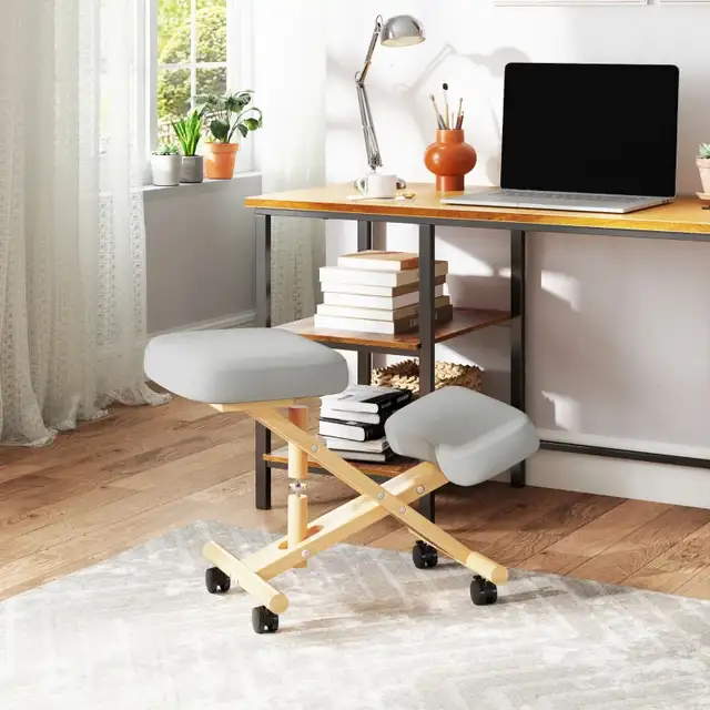 HOMCOM Ergonomic Kneeling Chair with Rubberwood Frame in Chairs & Recliners in Markham / York Region - Image 9