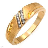 Mens 10K Gold Ring with Diamonds - Brand New