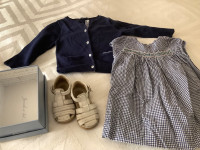 Jacadi baby dress, sweater and shoes $20