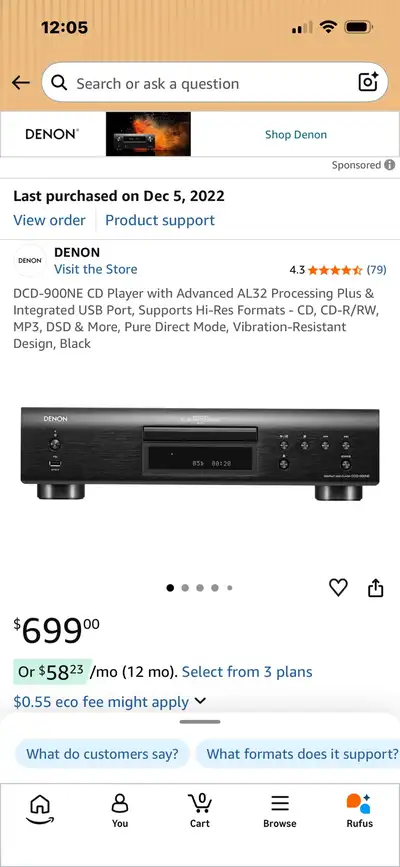 Experience superior audio fidelity with this high-quality Denon DCD-900NE CD Player, featuring Advan...