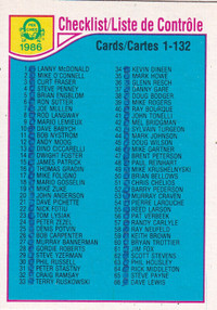 1985-86 OPC CHECKLIST # 165 ET # 256
