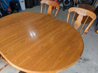 Solid wood dining set, table + leaf + 4 chairs
