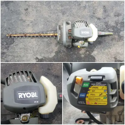 Gas powered trimmer runs well. Cash only.