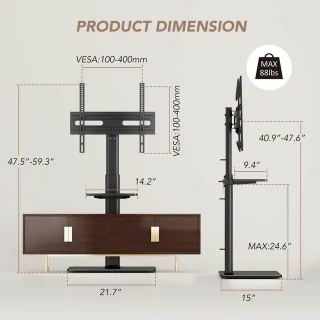 Universal Floor TV Stand with Mount 65 inch LCD, LED OLED tv in TVs in City of Toronto - Image 6