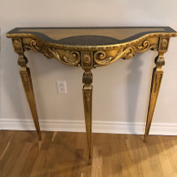 Vintage Baroque Style Console Table Gold Leaf