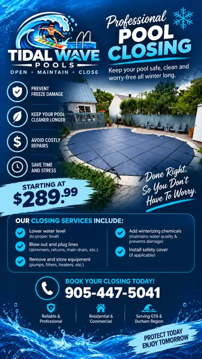 PROFESSIONAL POOL CLOSING SERVICES – STARTING AT $289.99, View more