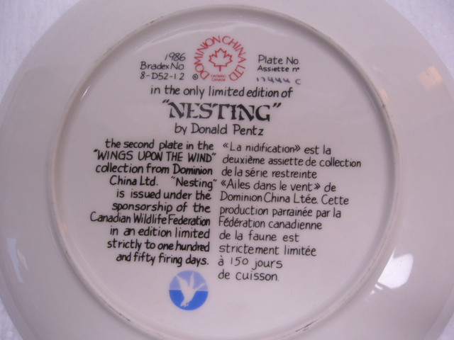 Vintage “Nesting” by Donald Pentz Collector’s Plate in Arts & Collectibles in Dartmouth - Image 3