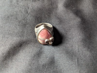 Antique 925 silver heart stone ring