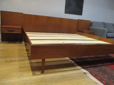 MCM, Teak Wood King Bed Frame with Removable Sides, View more