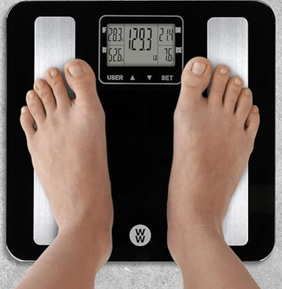 WW Scales by Conair Body Analysis Glass Bathroom Scale, Measures Body Fat, Body Water, Bone Mass & B...