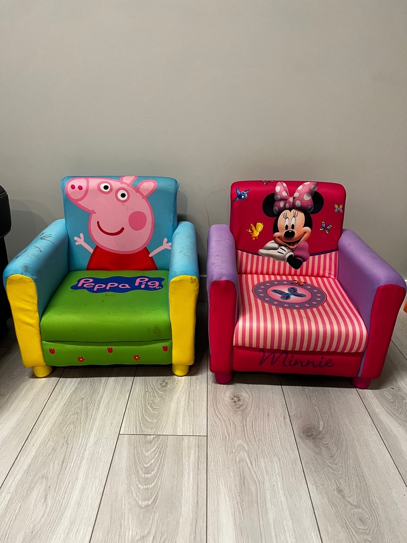 Peppa Pig and Minnie Mouse upholstered toddler chair set Chairs
