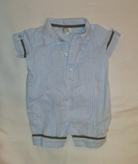 Baby Boys Blue Cotton Romper, by Quiltex Size 3-6 Months