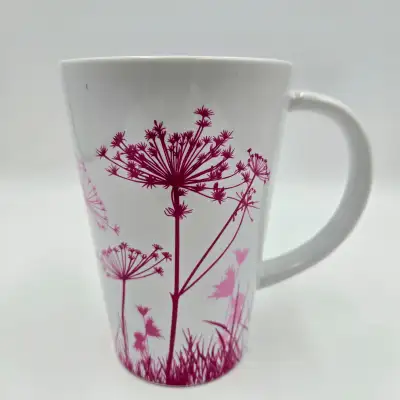 Davids Tea Mug Pink Dandelion The Perfect Mug Cup White Cracked, View more