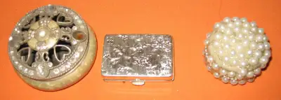 Small Jewelry - Pill - Trinket Box - Pearls & Stones -Vintage A1, View more