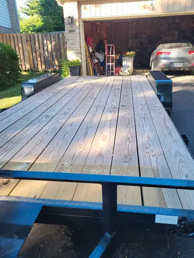 For sale used 2025 open car trailer with wood decking.Trailer is in almost new condition.Tailer opti...