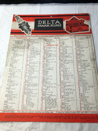 1930s DELTA SPARK PLUG CHART #M0799