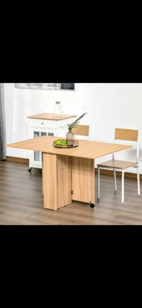 Folding Dining Table, 55" Drop Leaf Table for Small Spaces