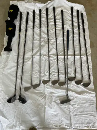 golf clubs and bag, View more