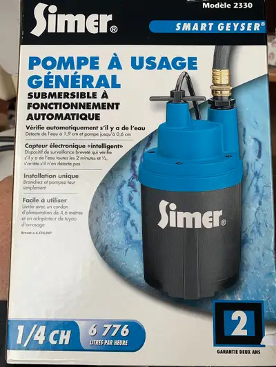 Pompe submersible utilitaire Simer de 1/4 CV - Modèle 2330, View more