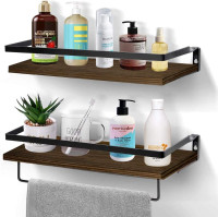 NEW Hoiicco Grey/Brown Rustic Floating Shelves Wall Mounted with