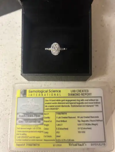 14K White Gold Lab Created Diamond Ring, View more