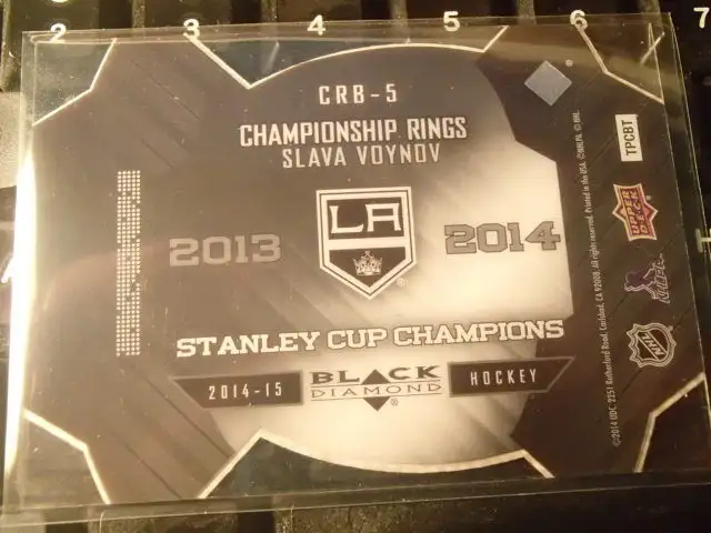 carte de hockey 2014-15 slsva voynov stanley cup ring62854393378306121