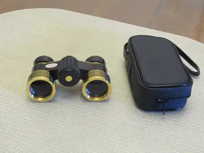 Vintage Opera Glasses with case, 3x28mm, made of brass. Like new condition.