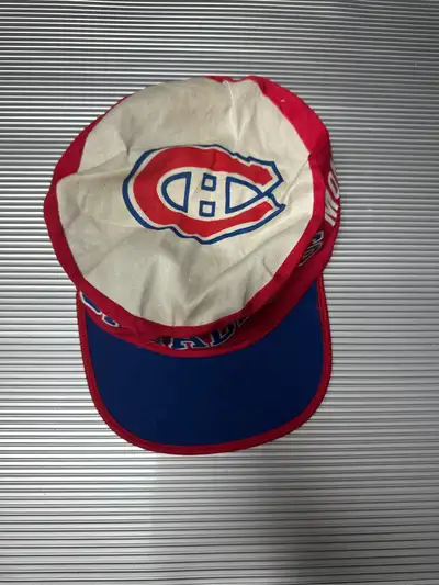 Vintage Montreal Canadiens Hat Painters Cap White Blue NHL Hockey USA Made 80s!