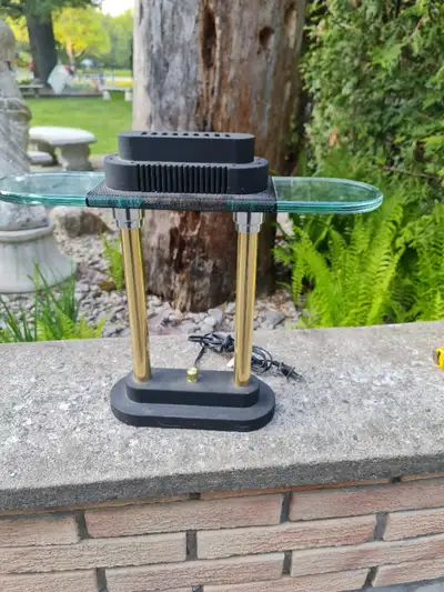 Vintage    1980s    Memphis Style Bankers Desk Lamp, View more