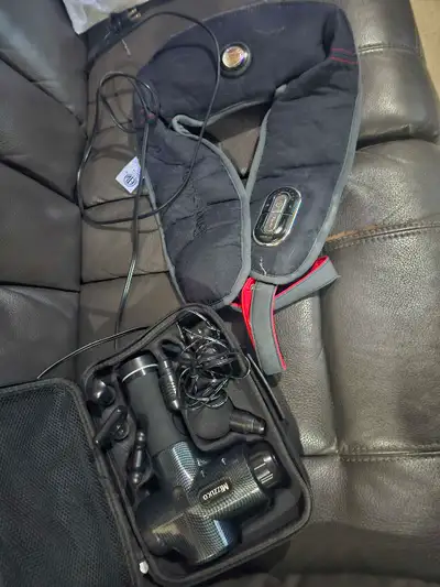 Massage gun with accessories and Neck and shoulder massage