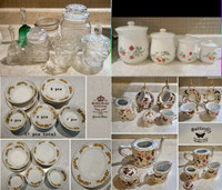 Canisters, Ridgeway Dishes, Porcelain Tea Set & Misc Glasswar