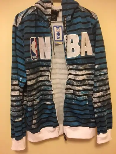 NEW VINTAGE NBA HOODIE tag attached see picture has-been in storage in garment bag Size XL front zip...