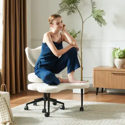 Ergonomic Cross Legged Office Chair with Wheels, View more