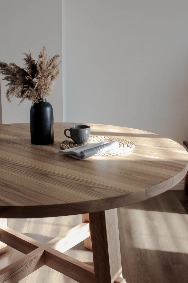 Round dining table 55" D solid Ash ready to go Dining Tables