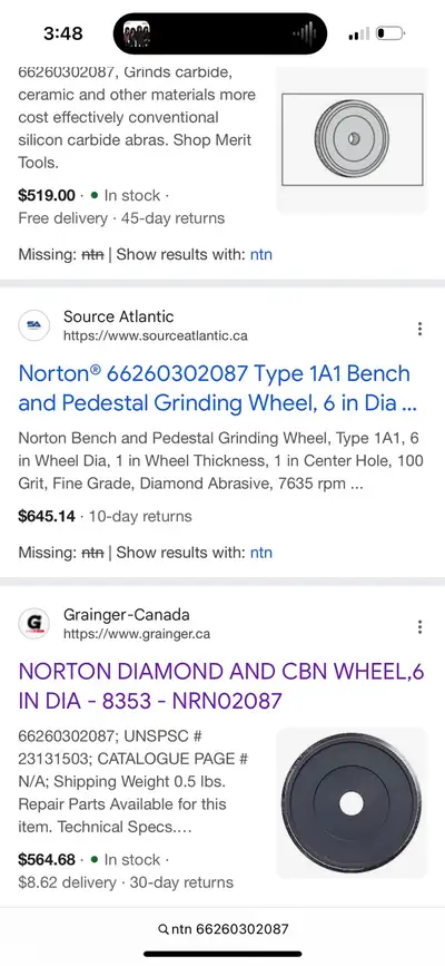 Have 2 brand new of these grinding wheels. ntn 66260302087 200$