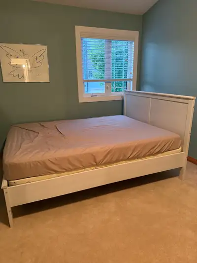 White Queen Bed Frame, with or without mattresses , View more