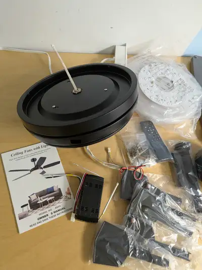 52" Black Outdoor Ceiling Fan with Light, Dimmable 3 Colors, 6 S, View more