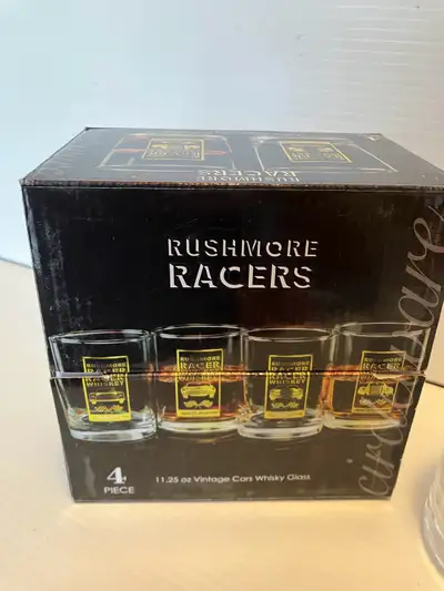 Vintage Cars Whiskey Glass Rushmore Racers 4 Piece Set . New , View more
