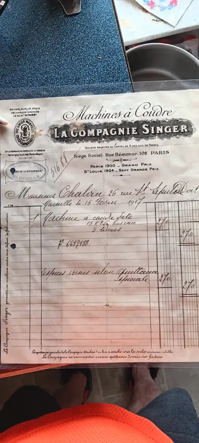 1916 SINGER SEWING MACHINE K15  ORIGINAL BILL OF SALE & WARRANTY, View more